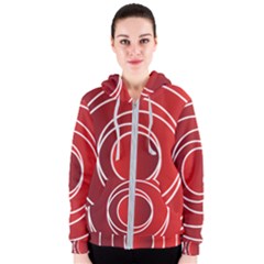 Circles Red Women s Zipper Hoodie by HermanTelo