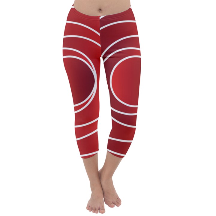 Circles Red Capri Winter Leggings 