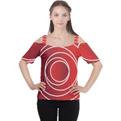 Circles Red Cutout Shoulder Tee