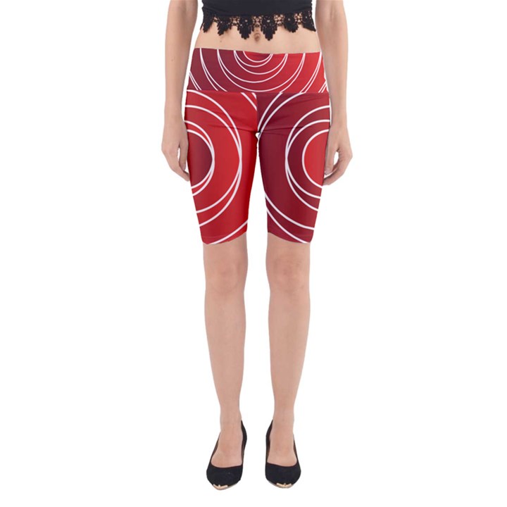 Circles Red Yoga Cropped Leggings