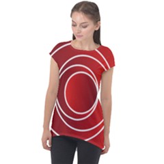 Circles Red Cap Sleeve High Low Top