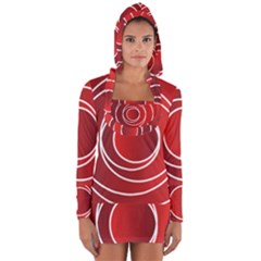 Circles Red Long Sleeve Hooded T-shirt