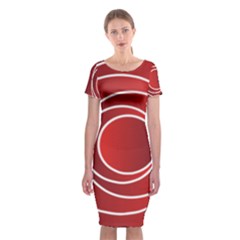 Circles Red Classic Short Sleeve Midi Dress