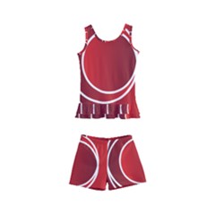 Circles Red Kids  Boyleg Swimsuit