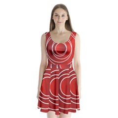 Circles Red Split Back Mini Dress  by HermanTelo