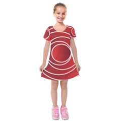 Circles Red Kids  Short Sleeve Velvet Dress