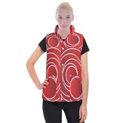 Circles Red Women s Button Up Vest