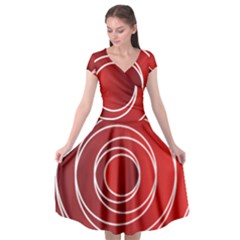 Circles Red Cap Sleeve Wrap Front Dress