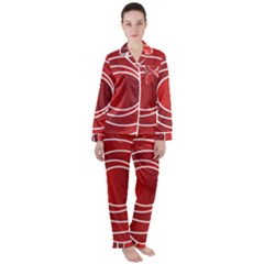 Circles Red Satin Long Sleeve Pyjamas Set