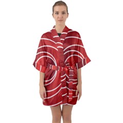 Circles Red Quarter Sleeve Kimono Robe