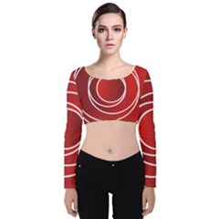 Circles Red Velvet Long Sleeve Crop Top