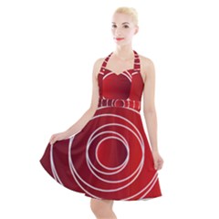 Circles Red Halter Party Swing Dress 