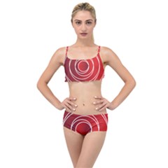 Circles Red Layered Top Bikini Set