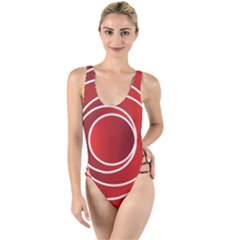 Circles Red High Leg Strappy Swimsuit