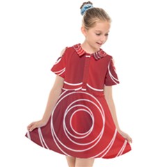 Circles Red Kids  Short Sleeve Shirt Dress