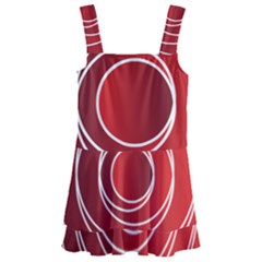 Circles Red Kids  Layered Skirt Swimsuit