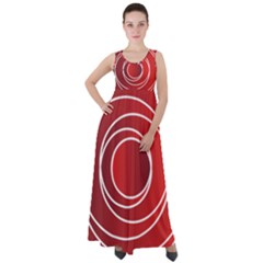 Circles Red Empire Waist Velour Maxi Dress by HermanTelo