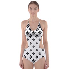 Concentric Plaid Cut-out One Piece Swimsuit