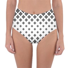 Concentric Plaid Reversible High-waist Bikini Bottoms