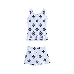 Concentric Plaid Kids  Boyleg Swimsuit