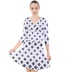 Concentric Plaid Quarter Sleeve Front Wrap Dress