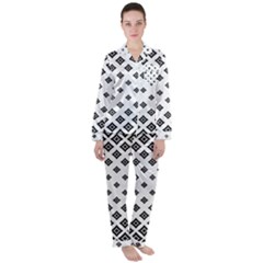 Concentric Plaid Satin Long Sleeve Pyjamas Set by HermanTelo