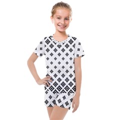 Concentric Plaid Kids  Mesh Tee And Shorts Set