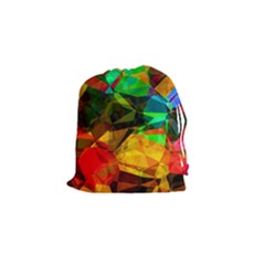 Color Abstract Polygon Drawstring Pouch (small) by HermanTelo