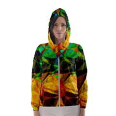 Color Abstract Polygon Women s Hooded Windbreaker