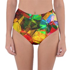 Color Abstract Polygon Reversible High-waist Bikini Bottoms