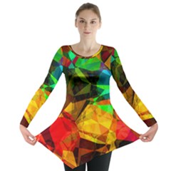 Color Abstract Polygon Long Sleeve Tunic 