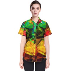 Color Abstract Polygon Women s Short Sleeve Shirt