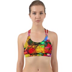 Color Abstract Polygon Back Web Sports Bra