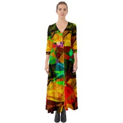 Color Abstract Polygon Button Up Boho Maxi Dress