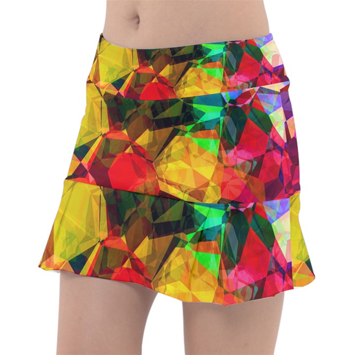 Color Abstract Polygon Tennis Skirt