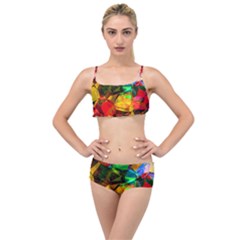 Color Abstract Polygon Layered Top Bikini Set