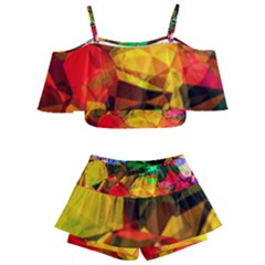 Color Abstract Polygon Kids  Off Shoulder Skirt Bikini by HermanTelo