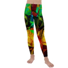 Color Abstract Polygon Kids  Lightweight Velour Leggings