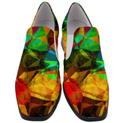 Color Abstract Polygon Slip On Heel Loafers