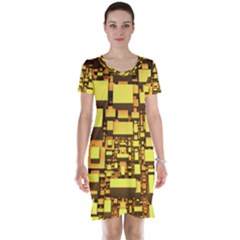 Cubes Grid Geometric 3d Square Short Sleeve Nightdress