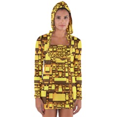 Cubes Grid Geometric 3d Square Long Sleeve Hooded T-shirt