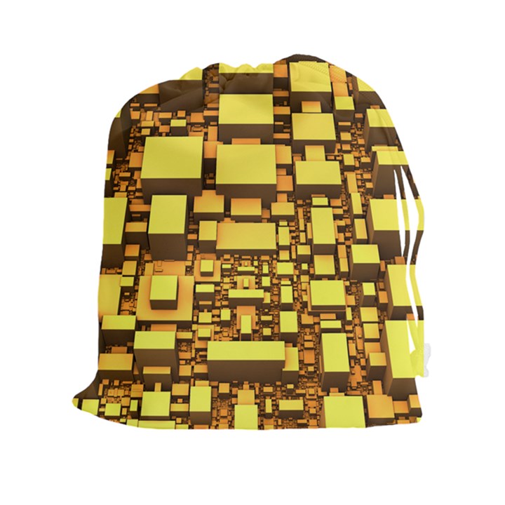 Cubes Grid Geometric 3d Square Drawstring Pouch (XXL)