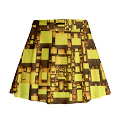 Cubes Grid Geometric 3d Square Mini Flare Skirt