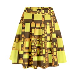 Cubes Grid Geometric 3d Square High Waist Skirt by HermanTelo