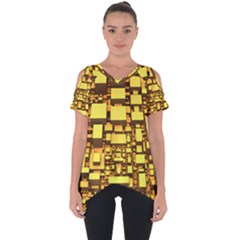 Cubes Grid Geometric 3d Square Cut Out Side Drop Tee by HermanTelo