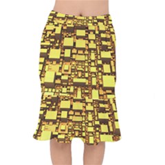 Cubes Grid Geometric 3d Square Mermaid Skirt by HermanTelo