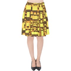 Cubes Grid Geometric 3d Square Velvet High Waist Skirt