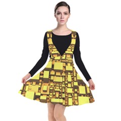 Cubes Grid Geometric 3d Square Plunge Pinafore Dress