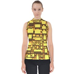 Cubes Grid Geometric 3d Square Mock Neck Shell Top