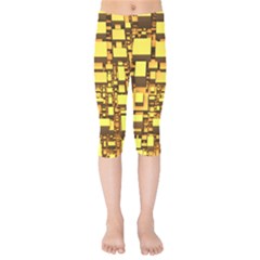 Cubes Grid Geometric 3d Square Kids  Capri Leggings 